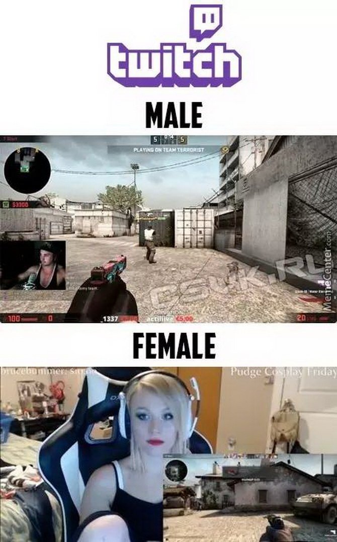 twitch, male vs. female